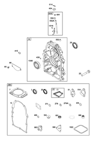 Crankcase Cover/Sump Group Diagram and Parts List for 296442-0010-H5 200000 - 399999 Briggs and Stratton Engine